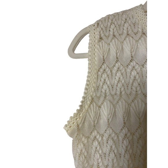 Vintage Pariseanne knitwear lace cream tank‎ top Sz M based on PTP 18" - Picture 4 of 8